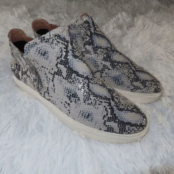 Gentle Souls Lowe Double Zip Snake Print Leather Sneakers Size 9 - Picture 1 of 10